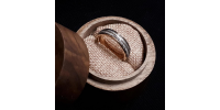 Bague en tungstène rose avec incrustation de bois de cerf et motif météorite (6mm)