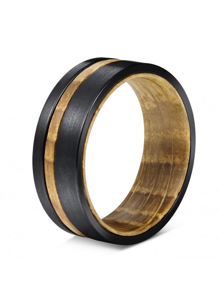  Black Tungsten and Whisky Barrel Ring
