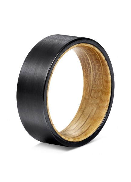  Black Tungsten and Whisky Barrel Ring