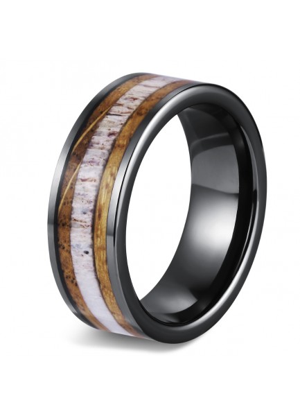  Wood and Deer Antler Ring