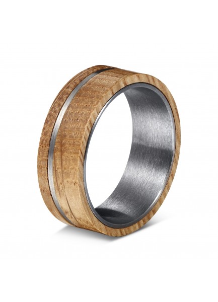 Whisky Barrel Wood Tungsten Wedding Ring