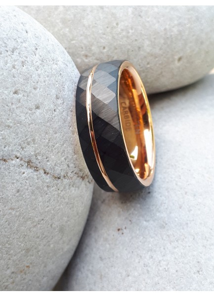 Black and Rose Gold Tungsten Ring