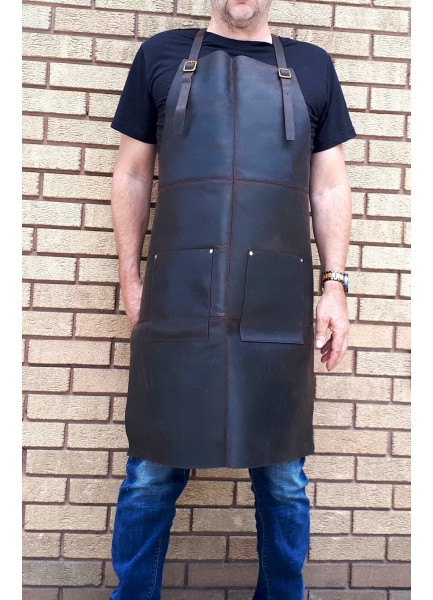 Dark Brown Real Leather Apron