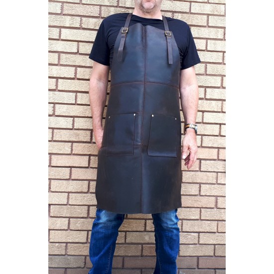 Dark Brown Real Leather Apron
